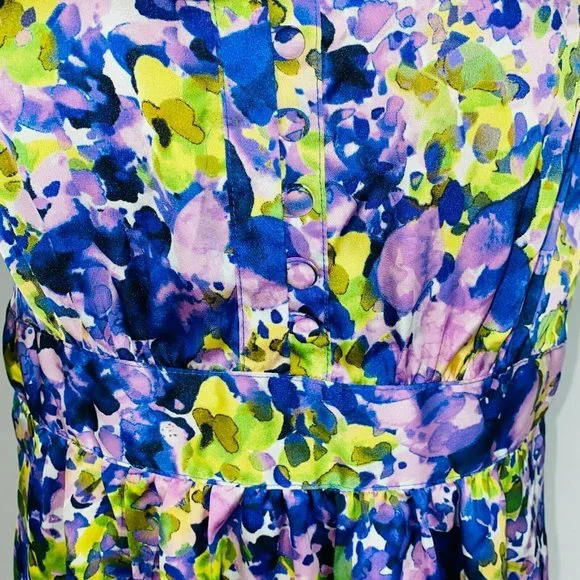 Apt 9 Womens Small S Abstract Watercolor Print Popover Fitted Front Waist Top - Picture 6 of 8